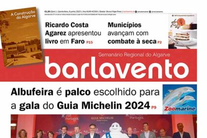 Edição n.º 2359 de 8 de junho do jornal barlavento, semanário regional do Algarve sobre a gala Michelin.