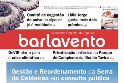 Edição n.º 2377 de 12 de outubro do jornal barlavento, semanário regional do Algarve sobre a Gestão e Reordenação da Serra do Caldeirão.
