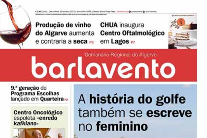 Edição n.º 2378 de 19 de outubro do jornal barlavento, semanário regional do Algarve sobre a história do golfe escrita no feminino.