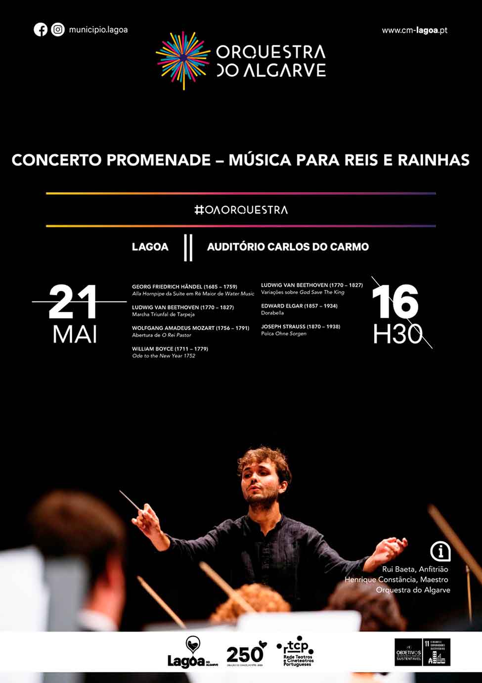 A Orquestra do Algarve apresenta o novo Concerto Promenade «Música para Reis e Rainhas» no Auditório Carlos do Carmo, em Lagoa.