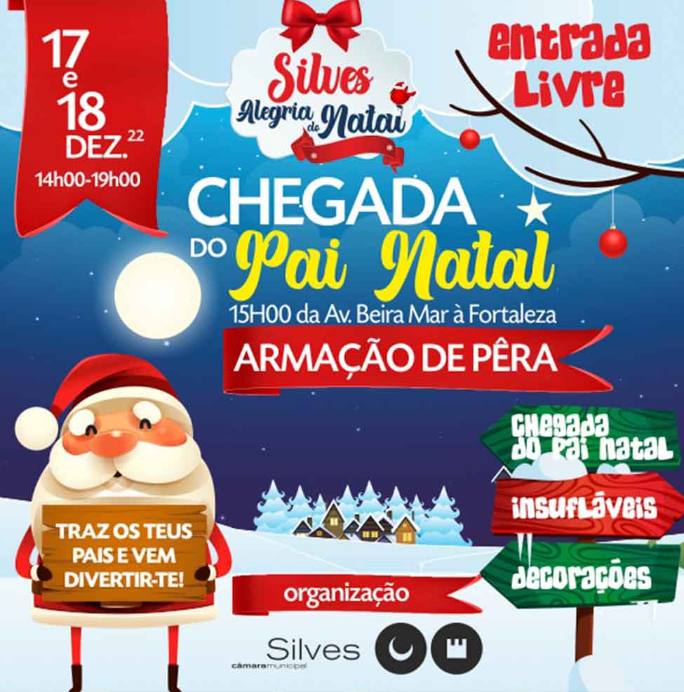 O Pai Natal vai passar em cortejo pelas principais ruas de Armação de Pêra, num momento promovido pela Câmara Municipal de Silves.