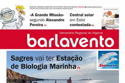 Edição n.º 2360 de 15 de junho do jornal barlavento, semanário regional do Algarve sobre Sagres.