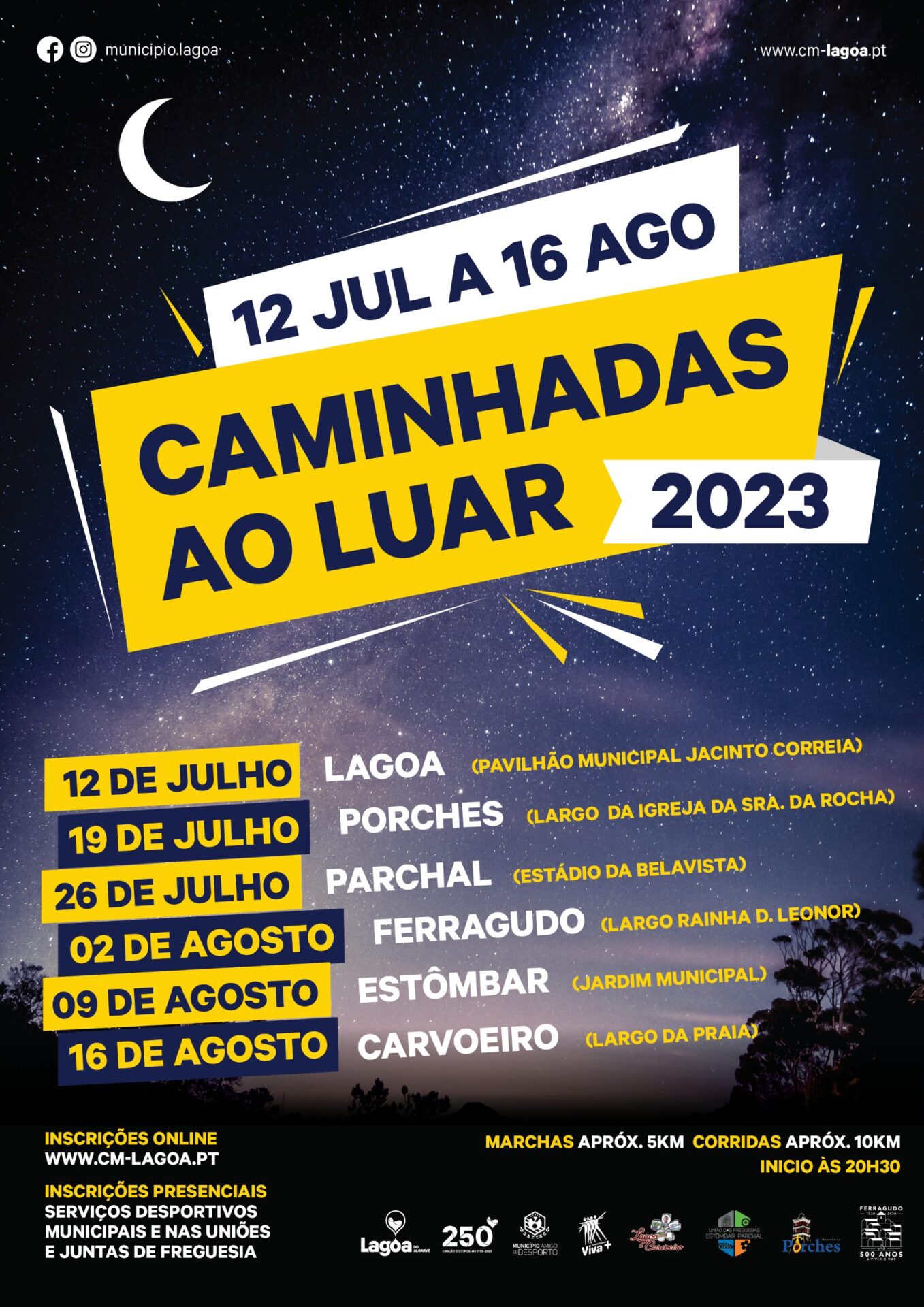 Caminhadas ao Luar estão de regresso a Lagoa com sessões gratuitas de caminhada ou corrida, todas as quartas-feiras de julho e agosto.
