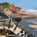 Intempérie fez desaparecer o areal da Praia do Forte Novo, em Quarteira. Administração de Região Hidrográfica (ARH) do Algarve/ Agência Portuguesa do Ambiente (APA) aguardam aprovação de candidatura para repor areais.
