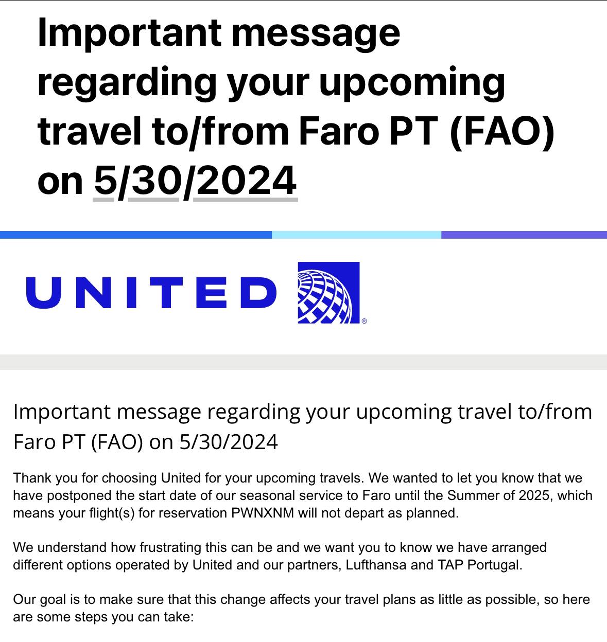 Depois de anunciar que a rota entre Faro e Nova Iorque começaria neste verão, a United Airlines cancelou todos os voos diretos para 2024.