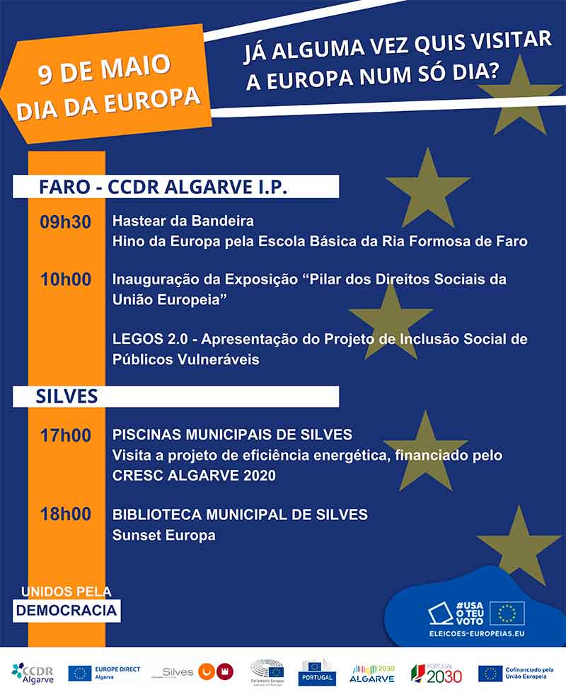 Este ano, as comemorações do Dia da Europa no Algarve celebram a União e a Inovação Regional, com atividades em Faro e Silves.