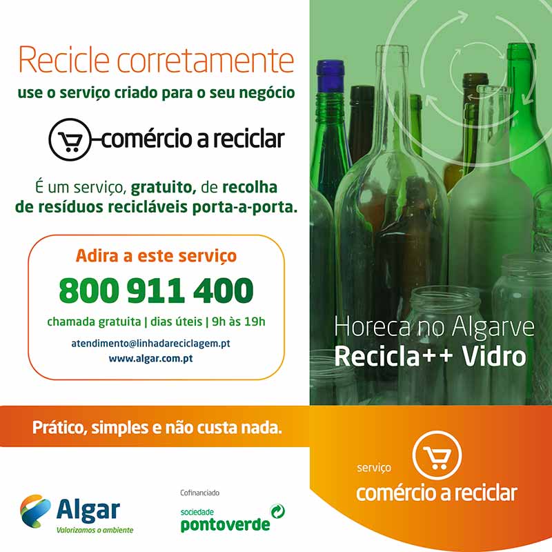 Algar e Sociedade Ponto Verde querem aumentar a reciclagem das embalagens de vidro e reduzir o impacte ambiental no sector Horeca.