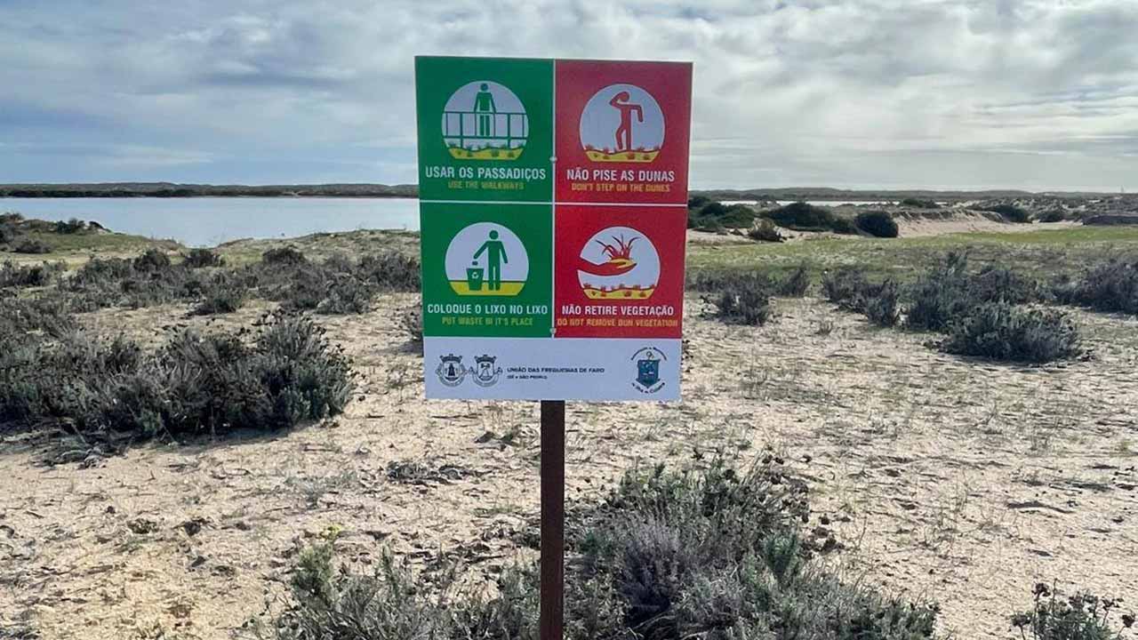 A União das Freguesias de Faro está a colocar placas de sensibilização na Culatra, Deserta e Hangares, para destacar a importância das dunas.