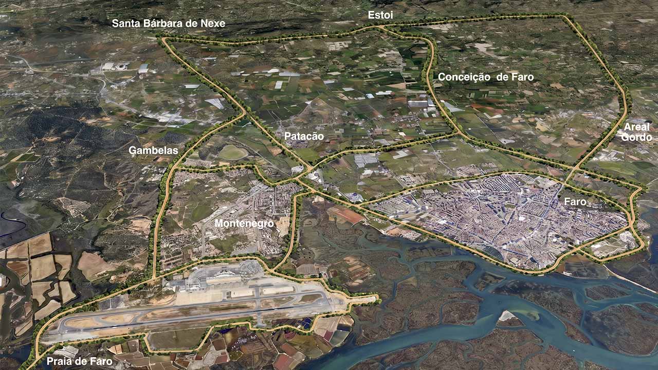 A Circular Verde propõe uma nova abordagem à mobilidade em Faro, ligando freguesias, natureza e espaço urbano através de uma rede verde integrada.