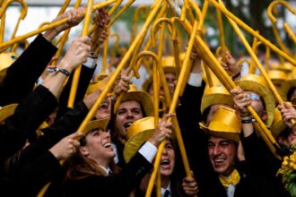 Estudantes, docentes, familiares e comunidade académica participam no Cortejo dos Finalistas 2026.