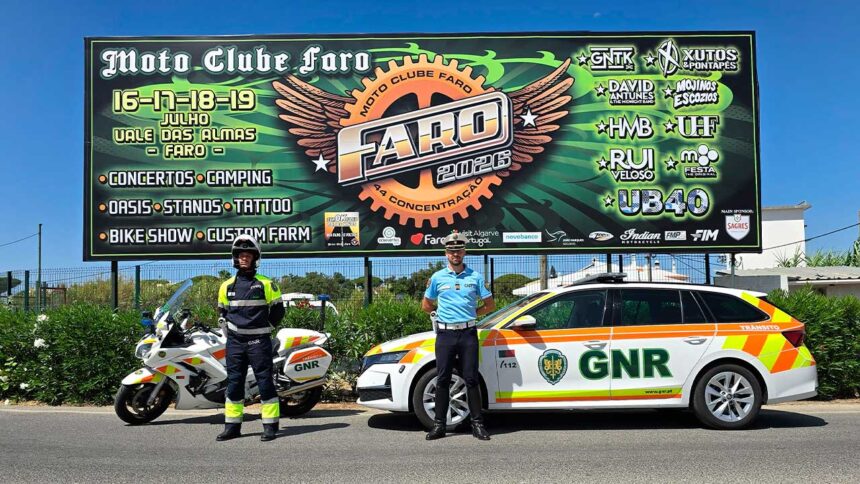 GNR intensifica o controlo rodoviário durante a Concentração de Motos de Faro e alerta para os riscos da condução descuidada.
