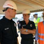 Mercado de Quarteira recebeu um simulacro com resgate por cordas a sete metros de profundidade nas obras do futuro equipamento municipal.